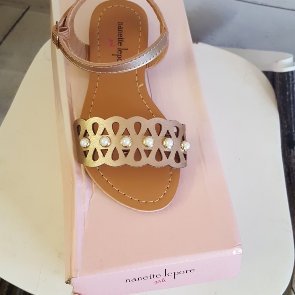 Nanette Lepore champagne and pearl shoes
